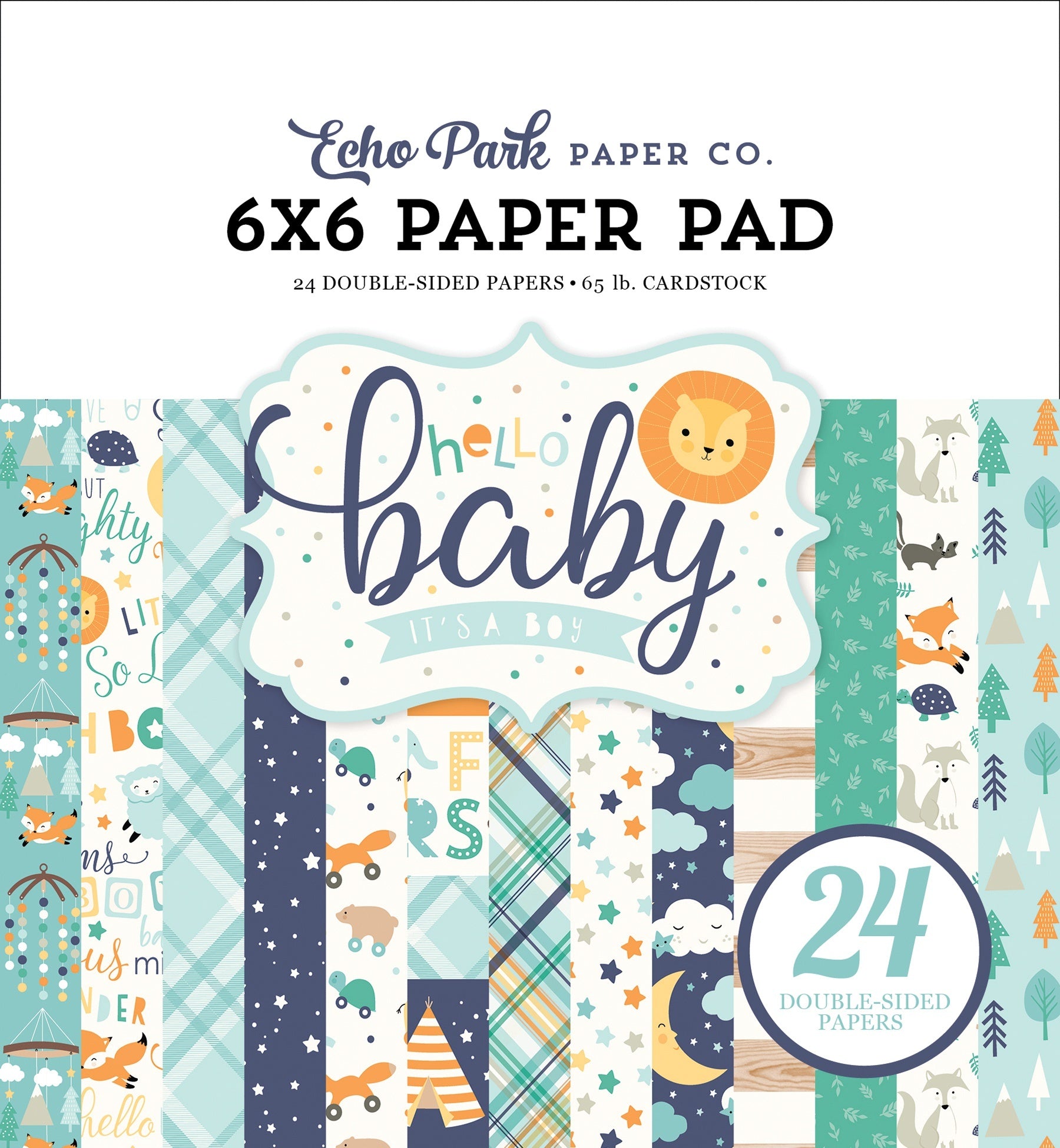 Echo Park Paper Echo Park Double-Sided Paper Pad 6"X6" 24/Pkg - Hello Baby Boy, 12 Designs/2 Each