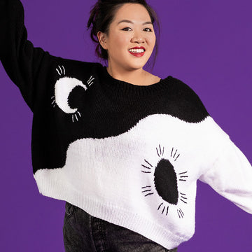 Moon & Sun Sweater - Free Jumper Knitting Pattern For Women in Paintbox Yarns Simply DK by Paintbox Yarns