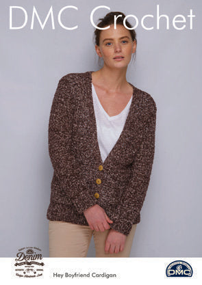 Hey Boyfriend Cardigan in DMC Natura Denim - 15450L/2 - Leaflet