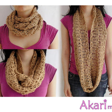 Sandglass crochet infinity scarf by Akari mc_ C06