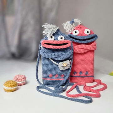 Funny monster small phone pouch crossbody bag crochet pattern T41