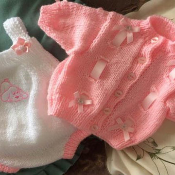 Baby Ribbon Cardi/Romper 0-3mths