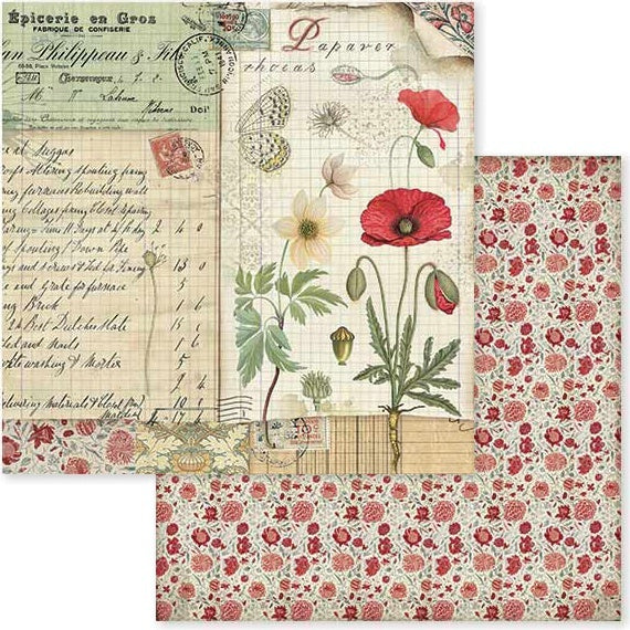 Stamperia Intl Stamperia Double-Sided Cardstock 12"X12" 10/Pkg - Spring Botanic W/Poppy & Butterfly