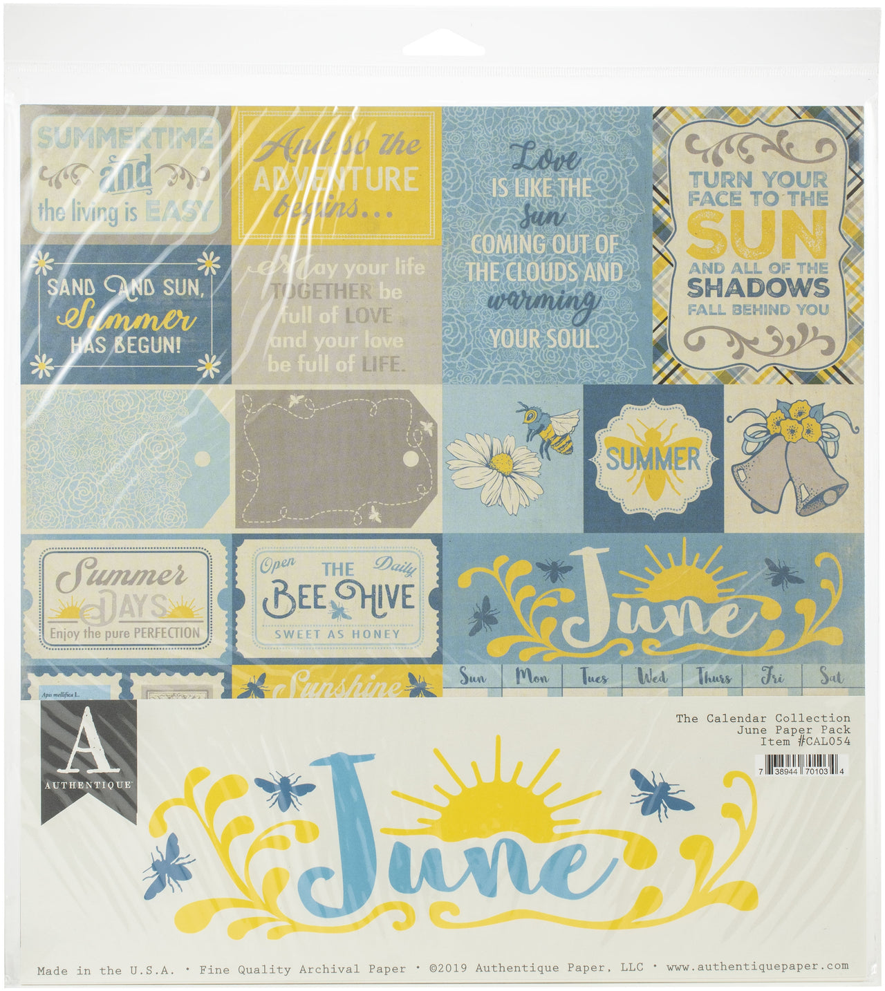 Authentique Paper Authentique Double-Sided Cardstock Pack 12"X12" 11/Pkg - June, 3 Designs/3 Each + 2 Solids