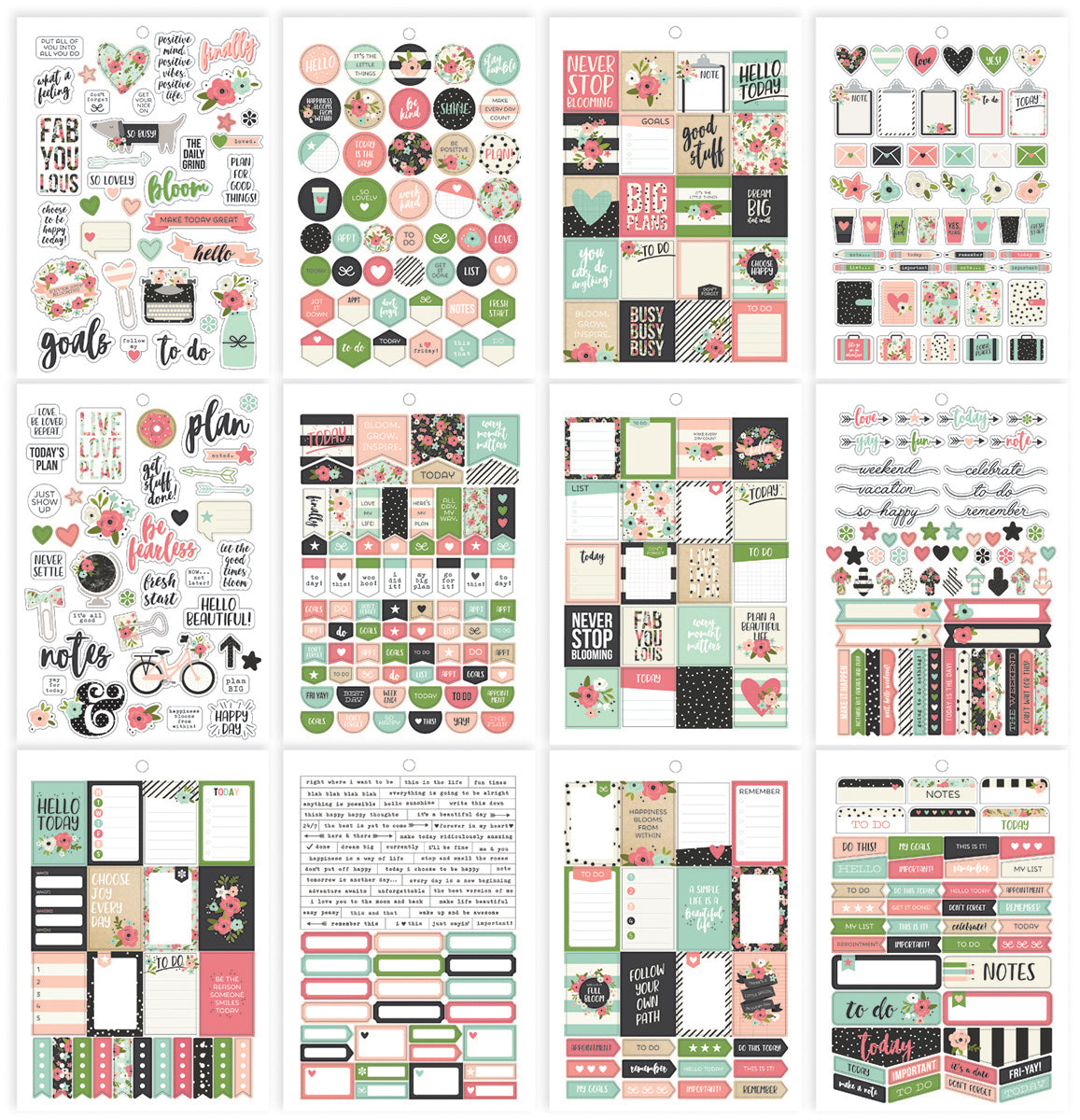 Carpe Diem Bloom A5 Stickers 12/Pkg - 021719