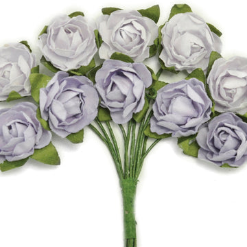 Kaisercraft Mini Paper Blooms Flowers W/Wire Stem 10/Pkg - Misty, .5"