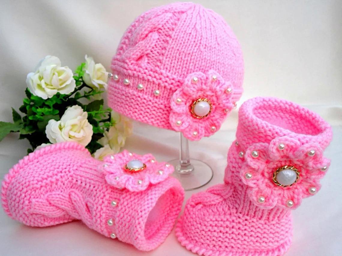 Knitting PATTERN Baby Jacket, Diaper Cover, Hat and Shoes Knitted Baby Set