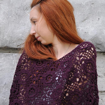 Freja crochet lace poncho with fringe