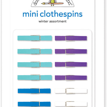 Doodlebug Frosty Friends Mini Clothespins 1"X.125" 16/Pkg - Winter