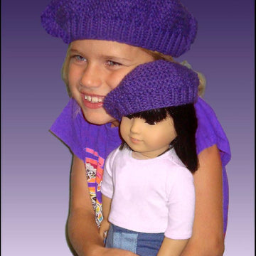 Matching beret, hat pattern for girl's and 18 inch doll. 501