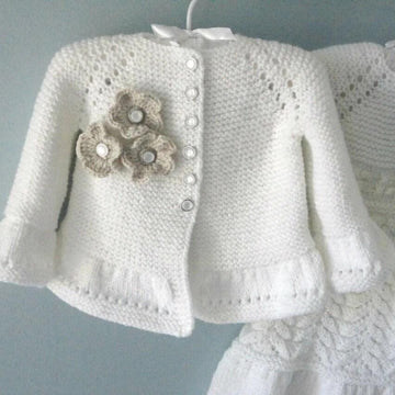 Knitting Pattern Christening Baby Dress Baby Jacket by Elena Mitchell