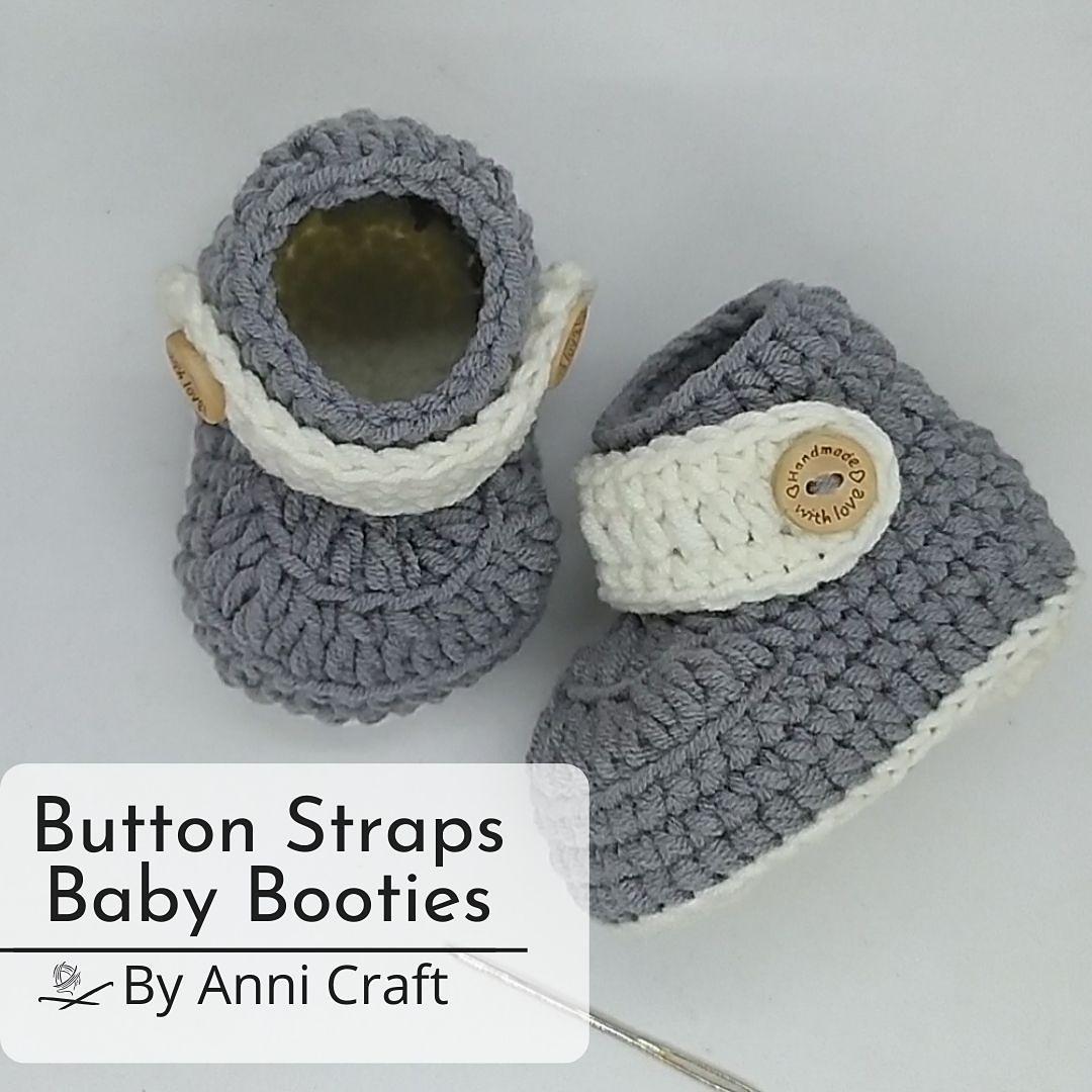 Button Strap Baby Booties