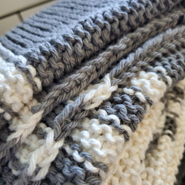 Striped Dish Towel with slipped stitch Edge