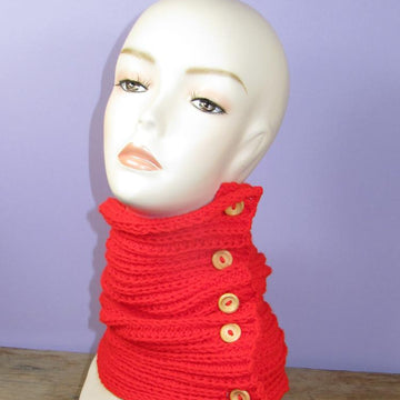 Sideways Fishermans Rib Stitch Button Up Cowl / Snood