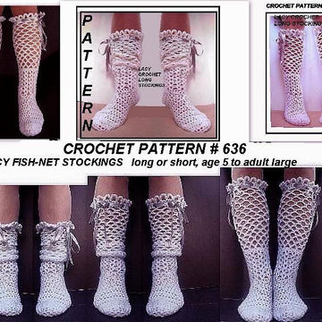 636 LACY FISH-NET CROCHET STOCKINGS