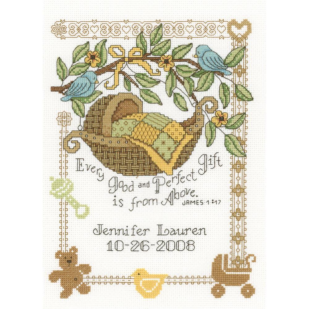 Imaginating Counted Cross Stitch Kit Perfect Gift Birth Record (14 Count) - 7.5in x 10in