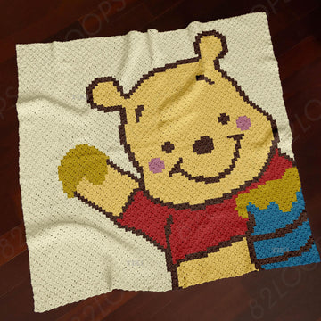 Winnie the Pooh Honey Pod Blanket Beige Baby Throw Cartoon Afghan C2C CROCHET PATTERN