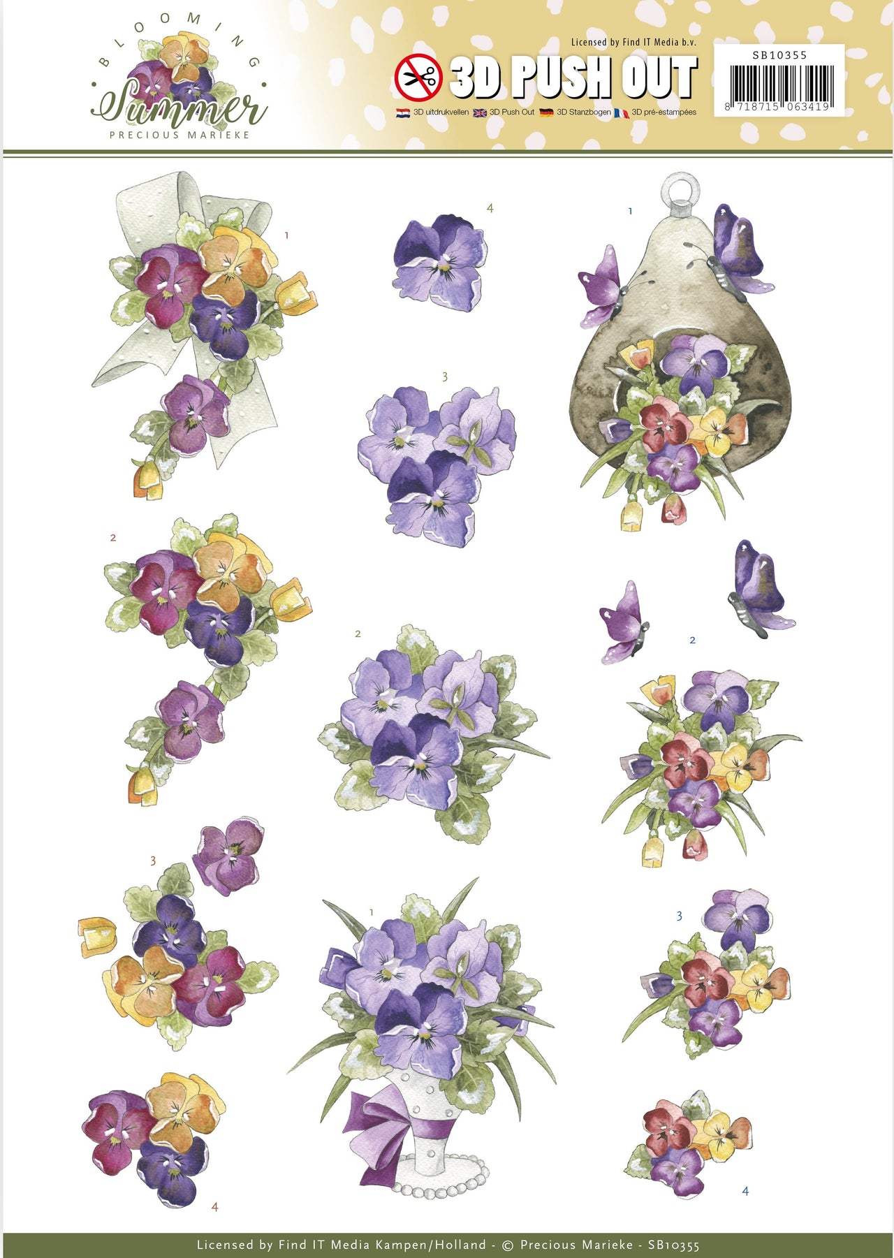 Find It Trading Precious Marieke Punchout Sheet - Summer Pansies, Blooming Summer