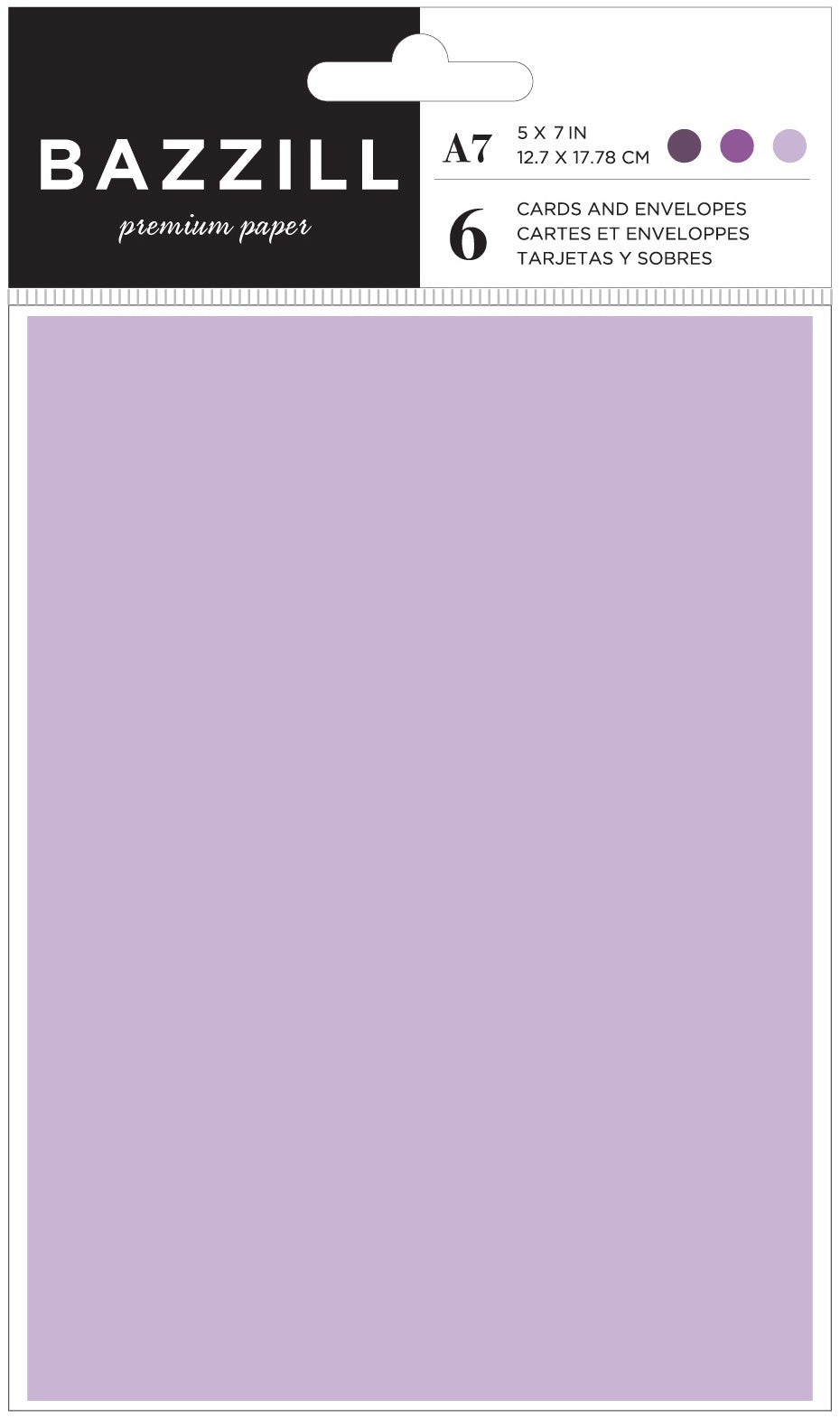 Bazzill Cards W/Envelopes 5"X7" 6/Pkg - Purples