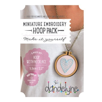 Dandelyne 5.5cm Miniature Embroidery Hoop Pack with Necklace