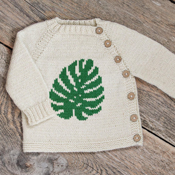 Tropical Leaf Knit kids pullover Knitting Pattern