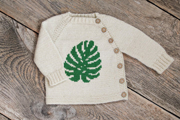 Tropical Leaf Knit kids pullover Knitting Pattern