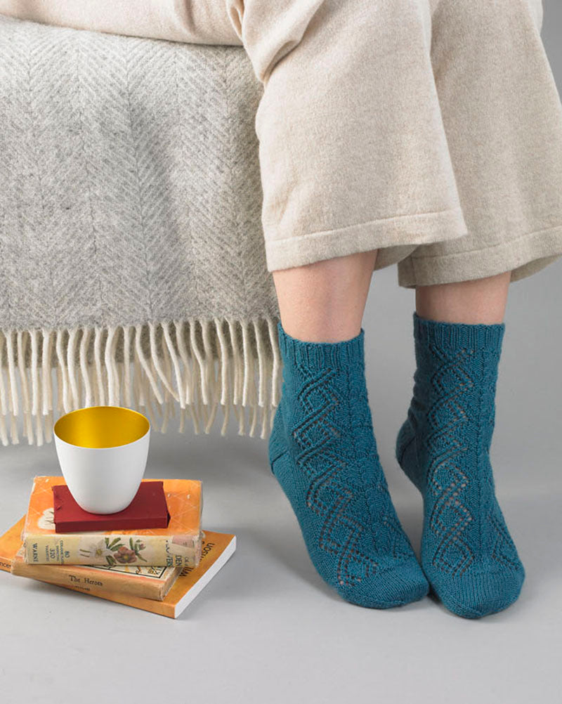 Enya Socks - Knitting Pattern For Women in Debbie Bliss Toast