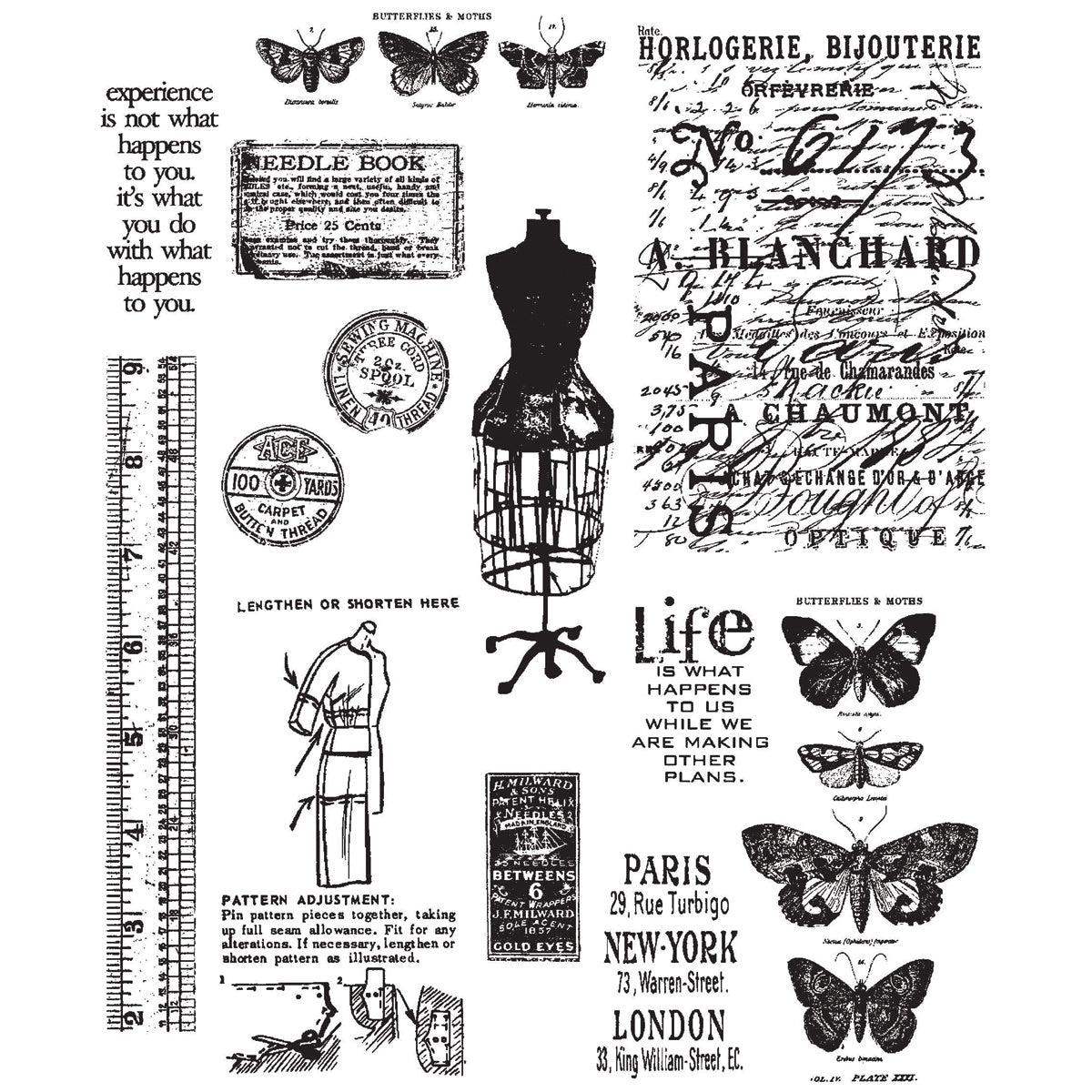Stampers Anonymous Tim Holtz Cling Stamps 7"X8.5" - Attic Treasures