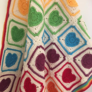 Rainbow of Hearts Blanket