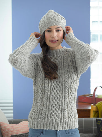 Inishturk Sweater and Tam in Lion Brand Fishermen's Wool - 90047AD