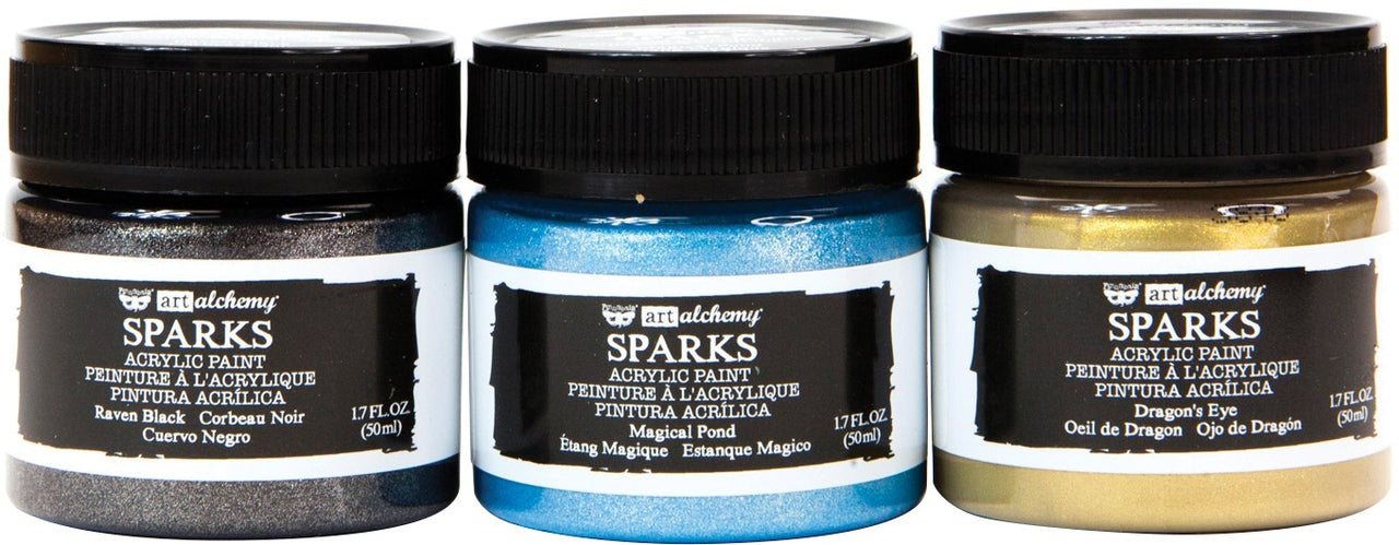 Prima Marketing Finnabair Art Alchemy Sparks Acrylic Paint Set 3/Pkg - Masquerade, 1.7 Fl Oz Each