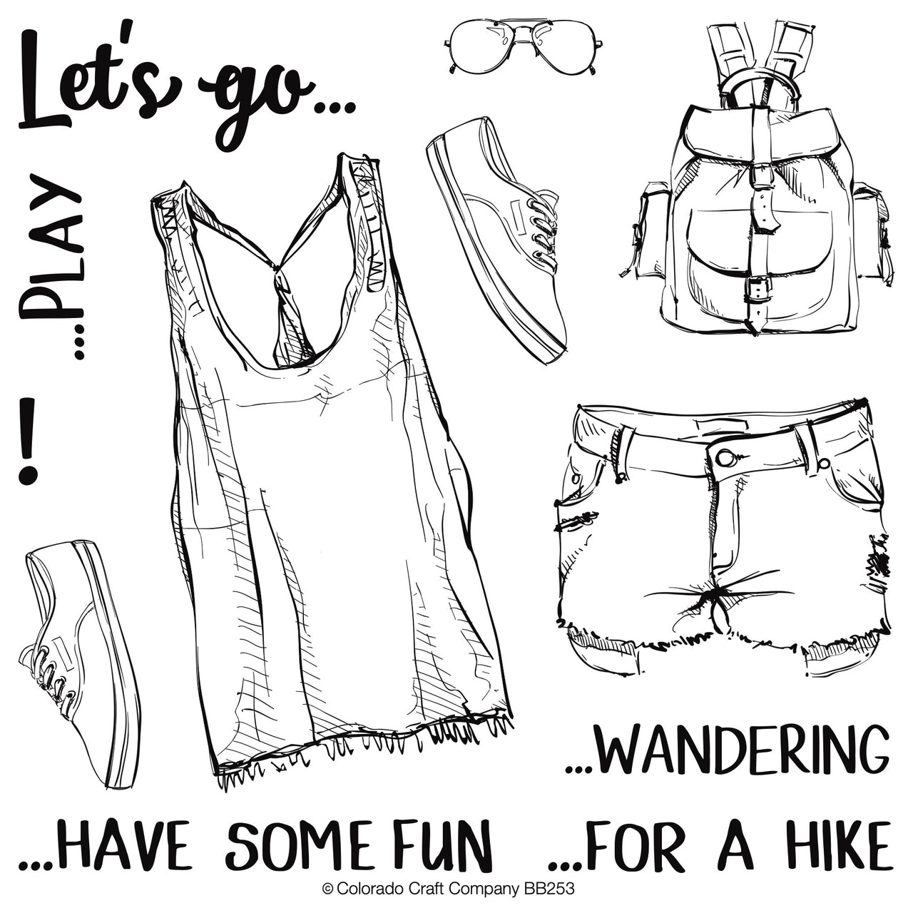 Colorado Craft Company Clear Stamps 6"X6" - Let's Go!-Big & Bold