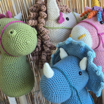 Hobby Horse Dragon Dinosaur Triceratops Unicorn Fairy Tale Crochet Plush Amigurumi