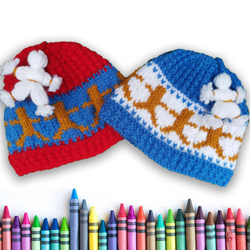 Dancing Bear Beanie Cap for kids up to 6 years KNITTED FLAT in Chunky yarn