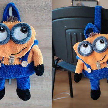 Miinion Backpack Crochet Pattern Amigurumi, Crochet Miinion Bag Pattern, Backpack amigurumi pattern, Shoulder bag pri schoolers