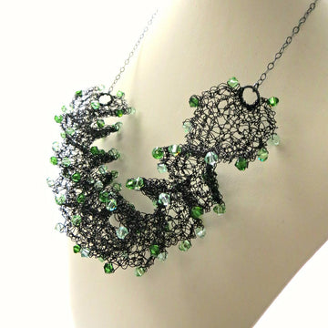 Crystal & Wire Spiral Necklace