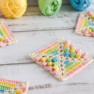 Rainbow gumdrop granny square