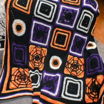 Halloween Granny Square Crochet Afghan Pattern – Spooky Cute, Video Tutorials (Pattern Only)