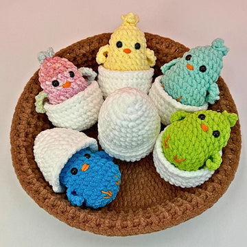 Adorable Baby Chicken Crochet Pattern, Chick in Egg and Nesting Basket