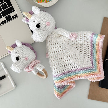 Unicorn Baby Lovey Blanket & Rattle Crochet Pattern PDF – Cute Stuffed Toy Tutorial