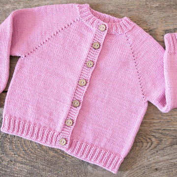 Pink Raglan  Baby Cardigan