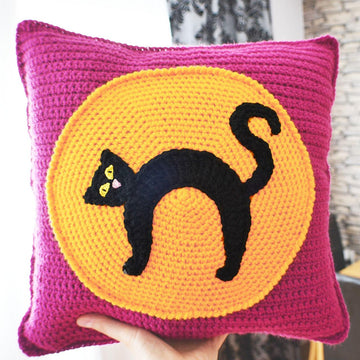 Sofa Cushion. Scaredy Cat Throw Pillow. Armchair Square Cushion. Halloween Decor