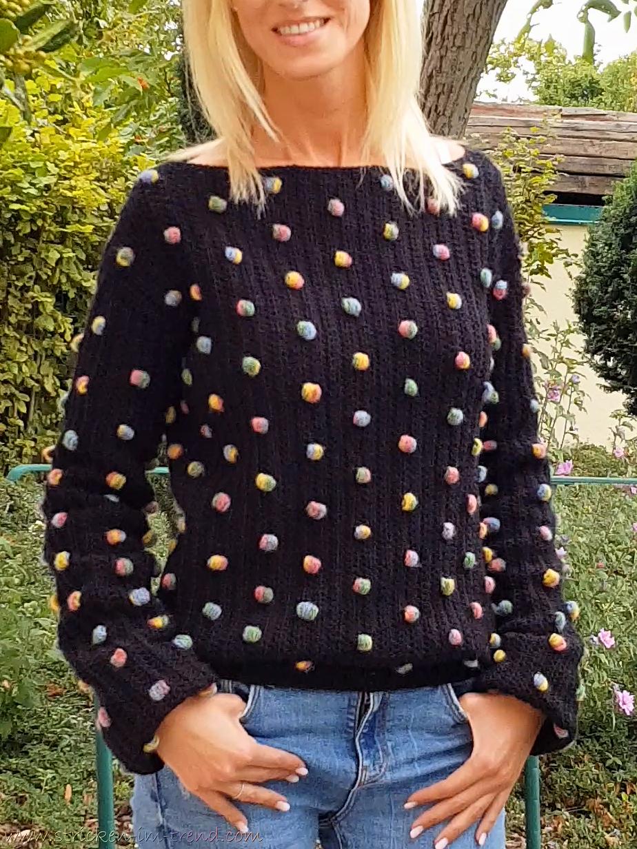 Crochet Pattern Sweater ConFetti #1 | Sideways Bobble Sweater + Video Guide PDF