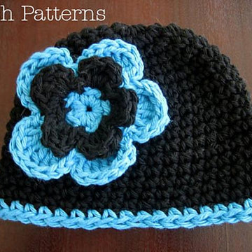 Easy Flower Beanie Crochet Hat Pattern PDF 202
