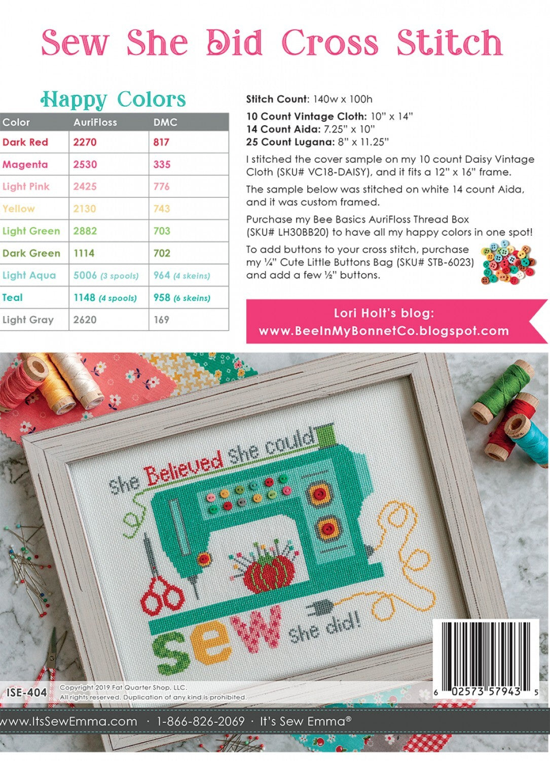 It's Sew Emma Sew She Did Cross Stitch Pattern - ISE-404 - Leaflet
