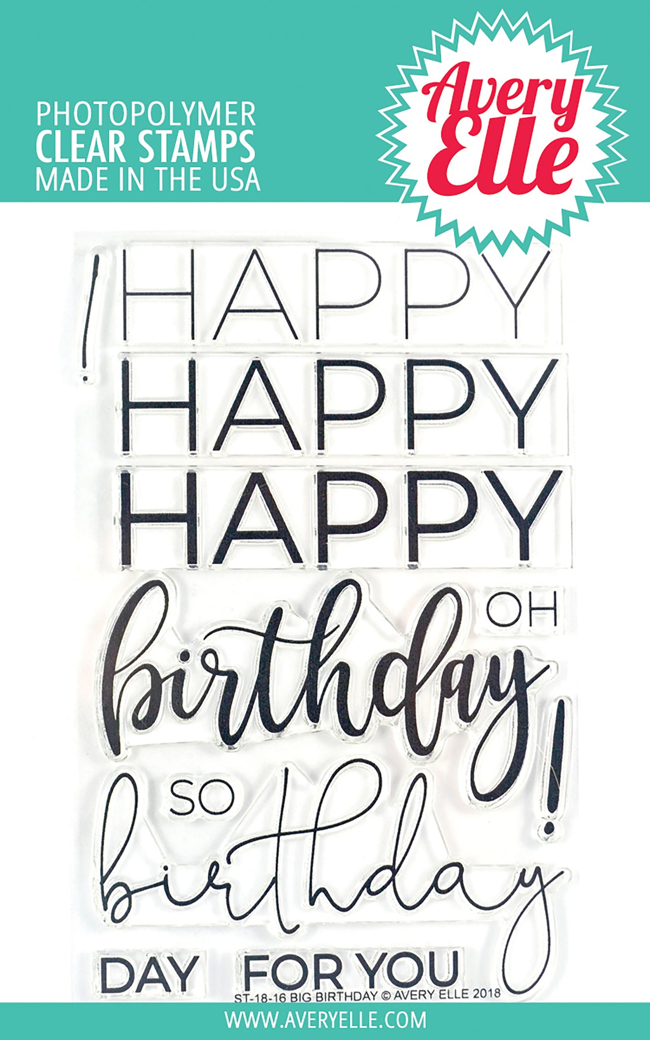 Avery Elle Clear Stamp Set 4"X6" - Big Birthday