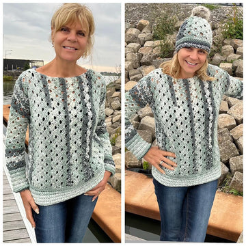 Sage Symphony Sweater (plus matching hat)