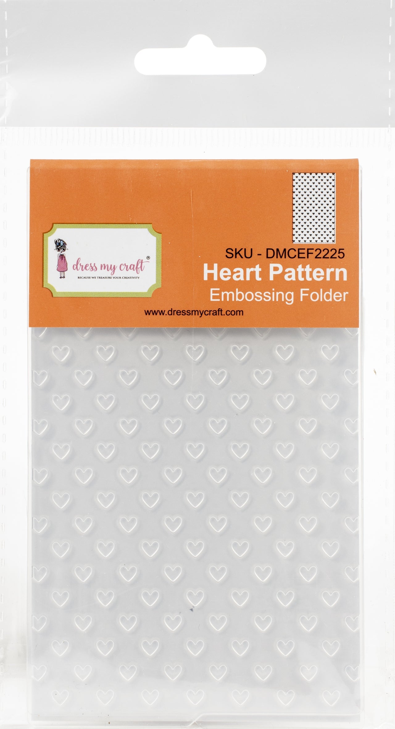 Dress My Craft Embossing Folder 3"X4.75" - Heart Pattern