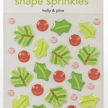 Doodlebug Sprinkles Adhesive Enamel Shapes - Holly & Pine, Christmas Magic