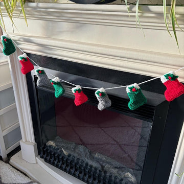 Christmas Holly Stockings bunting sweets chocolate cover, tree decoration DK knitting pattern